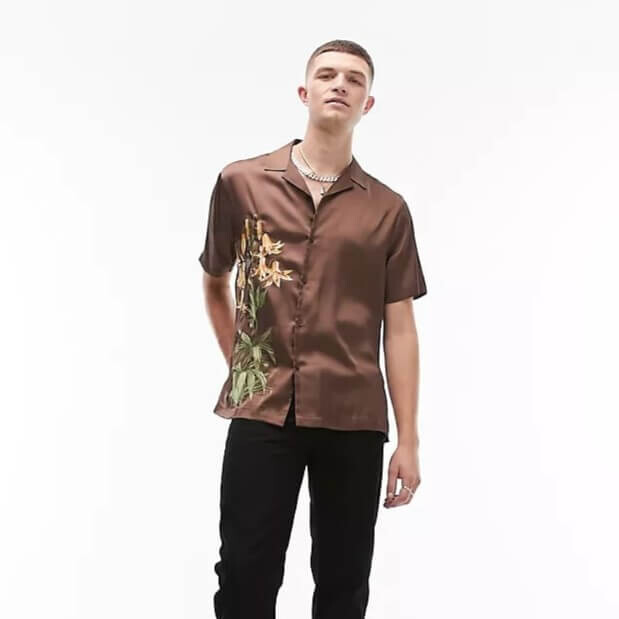 

Рубашка с коротким рукавом Topman, коричневый