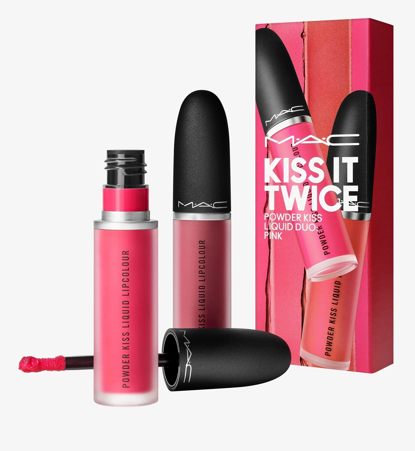 

Комплект жидких помад Mac Kiss It Twice Power Kiss Liquid Duo, розовый, 2 предмета
