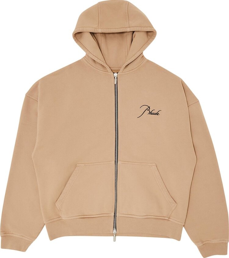 

Худи Rhude Zip Up Hoodie 'Sand', коричневый