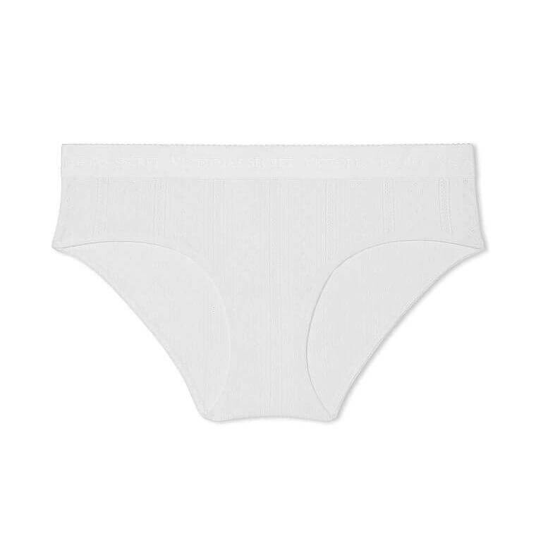 

Трусики Victoria's Secret Cotton Logo Waist Pointelle Hiphugger, белый