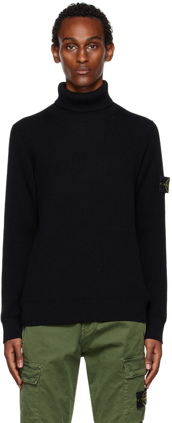 

Черная водолазка в рубчик Stone Island, Черный