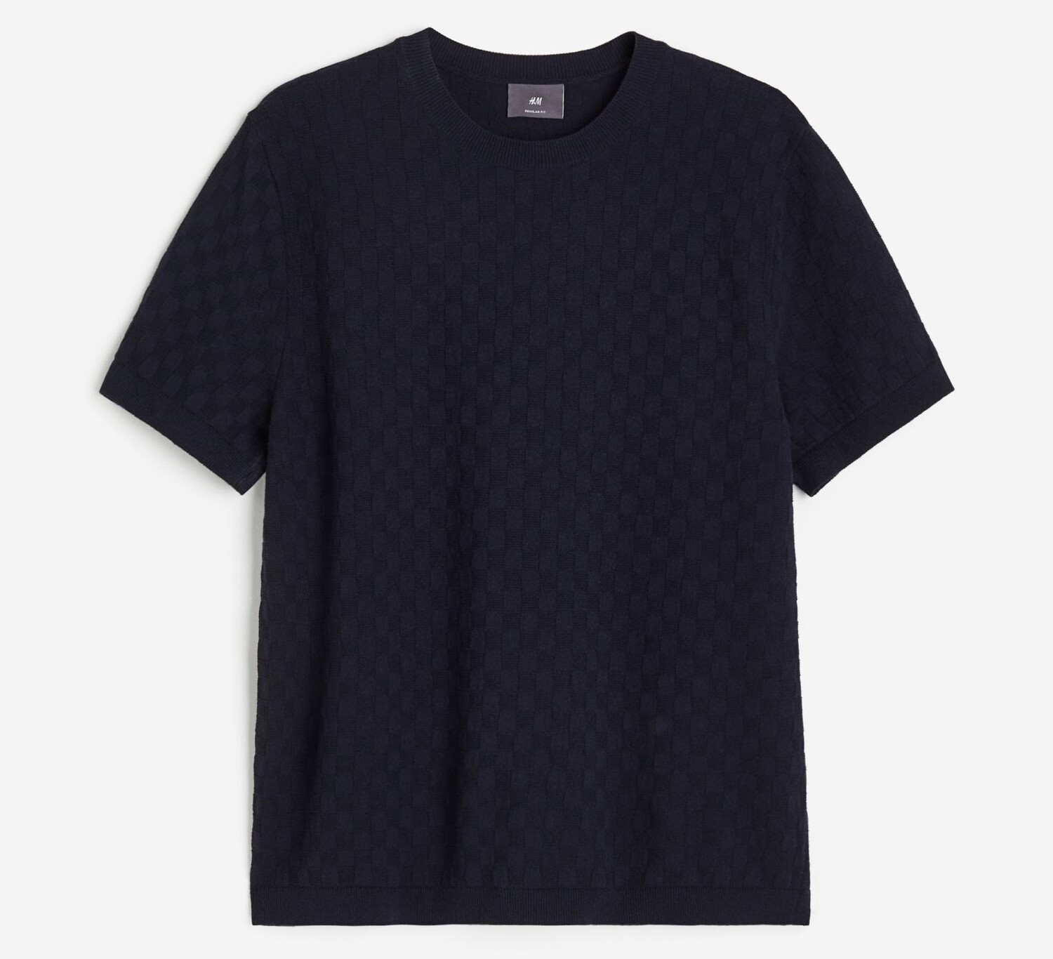 

Футболка H&M Regular Fit Pattern-knit, темно-синий