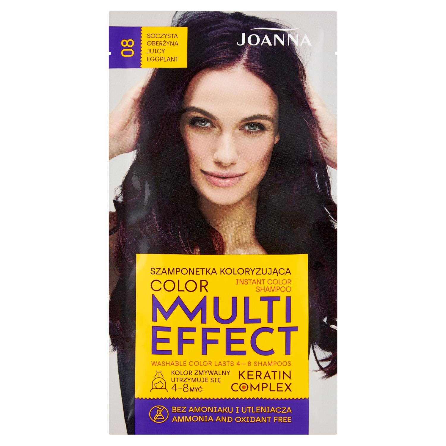 Joanna Multi Effect шампунь-краска для волос 08 сочный баклажан, 1 упаковка