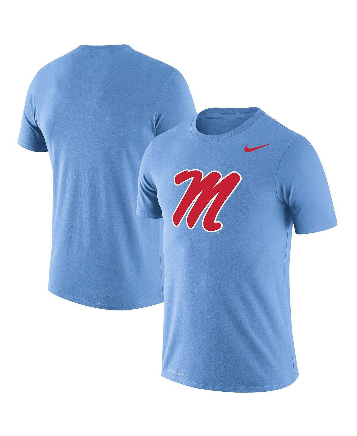 

Мужская футболка powder blue ole miss rebels school logo legend performance Nike, синий