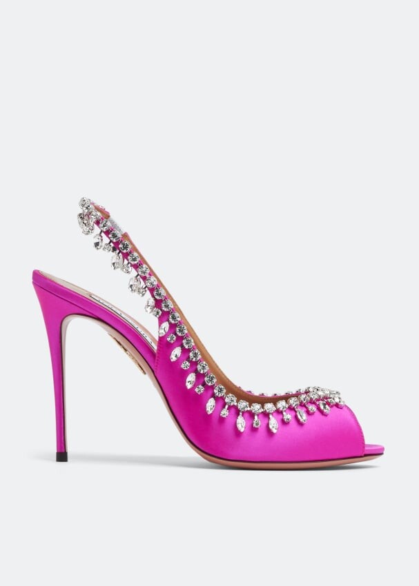 

Сандалии AQUAZZURA Temptation crystal 105 sandals, розовый