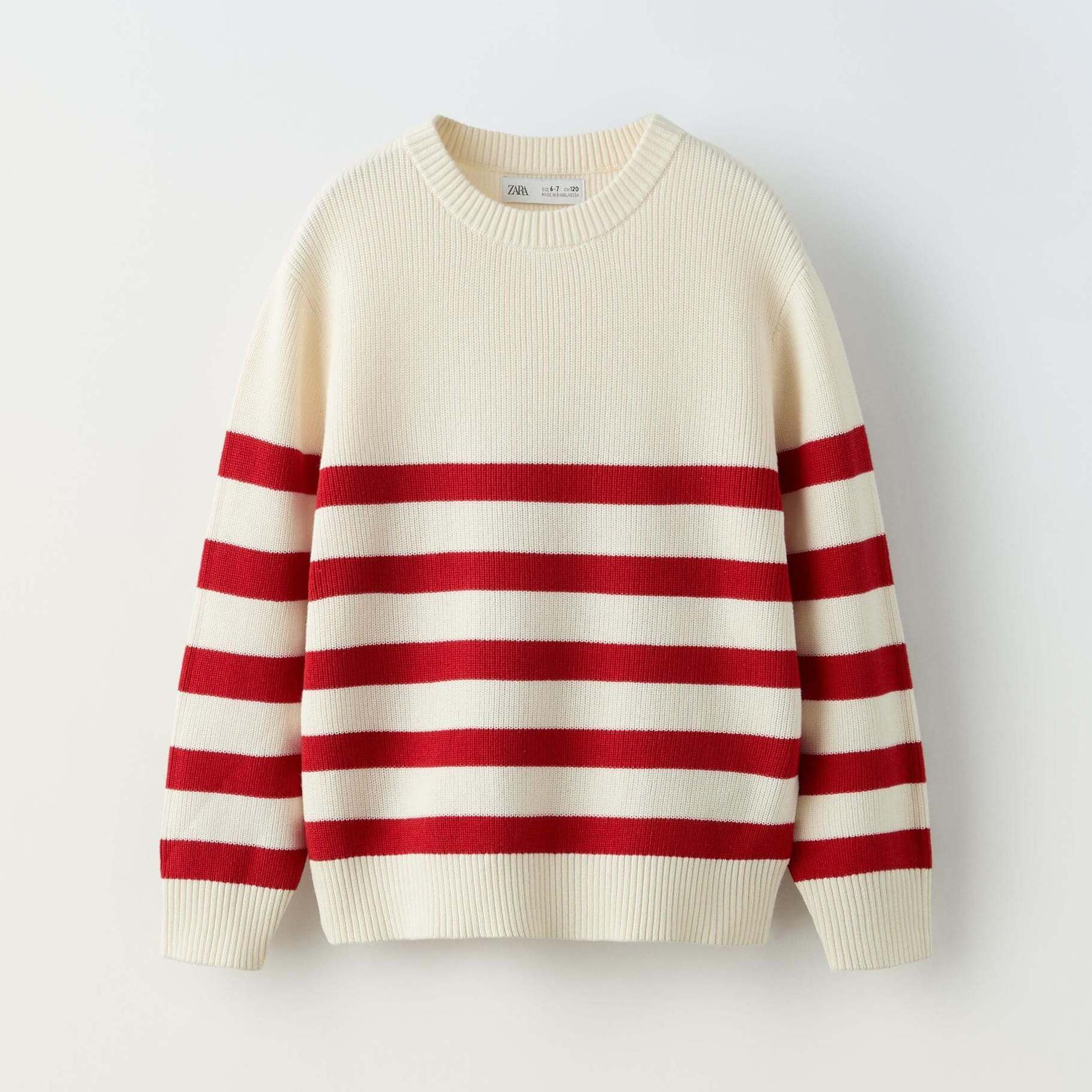 Свитер Zara Striped Knit, красный свитер для девочек zara knit серый