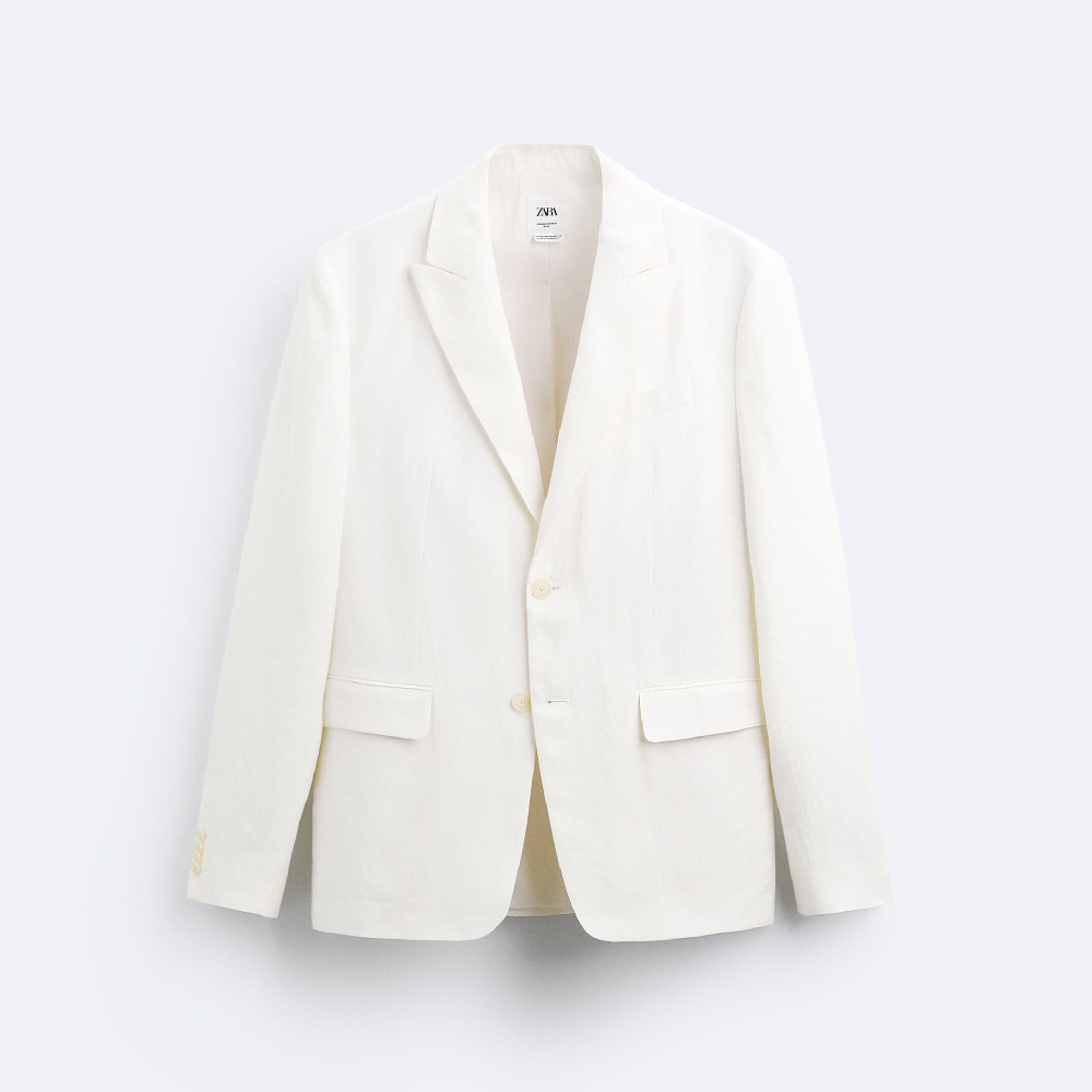 Пиджак Zara 100% Linen Suit, белый пиджак zara размер xs белый