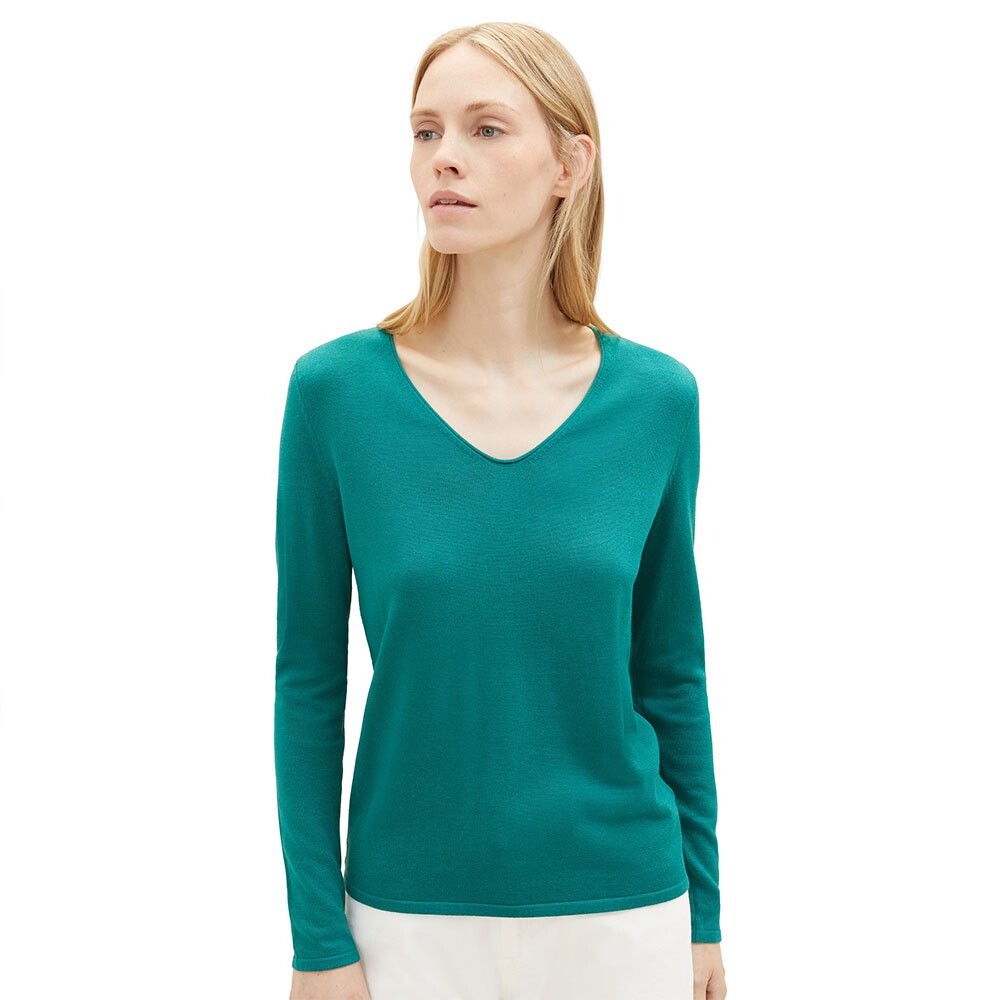 

Свитер Tom Tailor V-Neckline With Front Logo Coin, зеленый