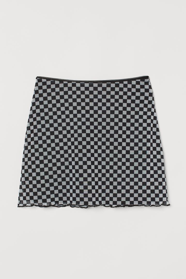 

Мини-юбка H&M, черный/белый в клетку