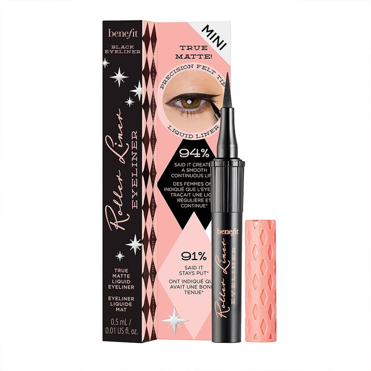 

Benefit Roller Liner Matte Liquid Eyeliner Travel Size мини-матовая подводка для глаз черная 0,5 мл