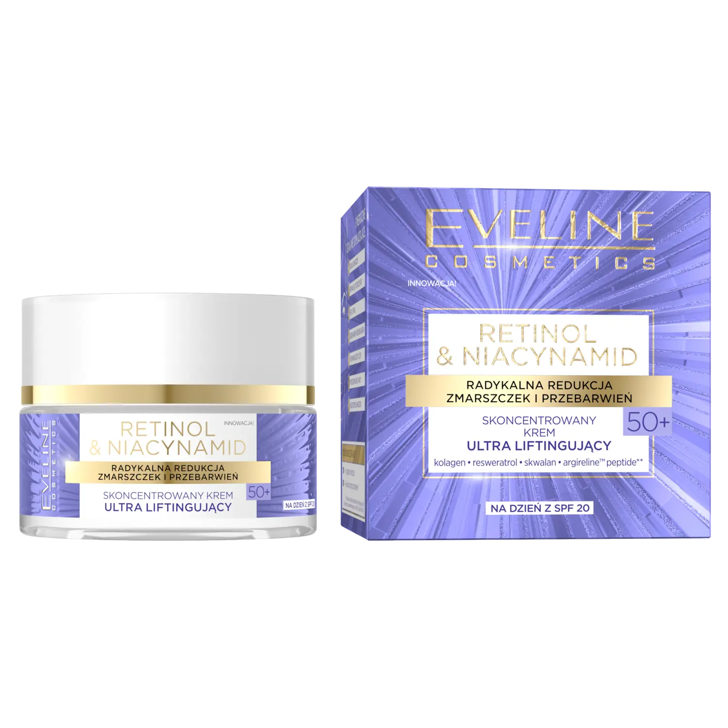 

Eveline Cosmetics Retinol&Niacynamid Дневной крем для лица 50+ с SPF20, 50 мл