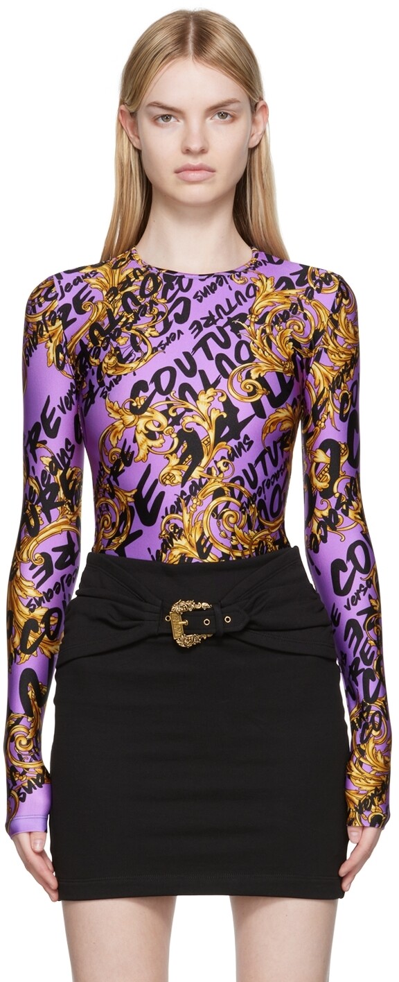 

Пурпурное нейлоновое боди Versace Jeans Couture