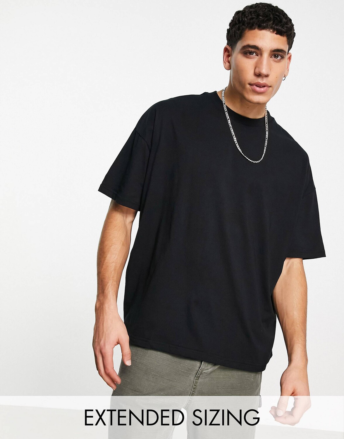 

Черная футболка оверсайз с круглым вырезом ASOS DESIGN