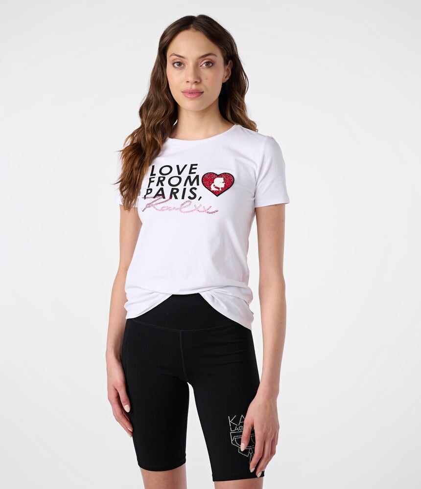 

Футболка love from paris белая с логотипом Karl Lagerfeld, белый