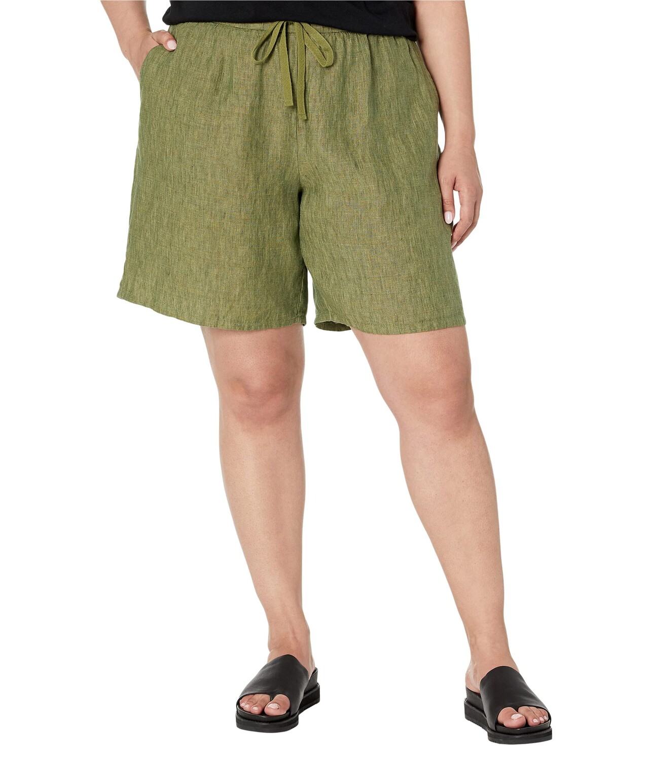 

Шорты Eileen Fisher, Midthigh Shorts w/ Drawstring in Washed Organic Linen Delave