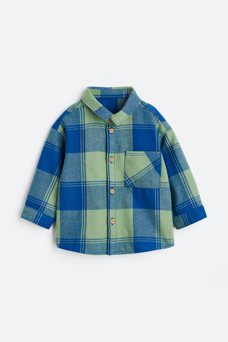 Фланелевая рубашка H&M, зеленая/синяя клетка