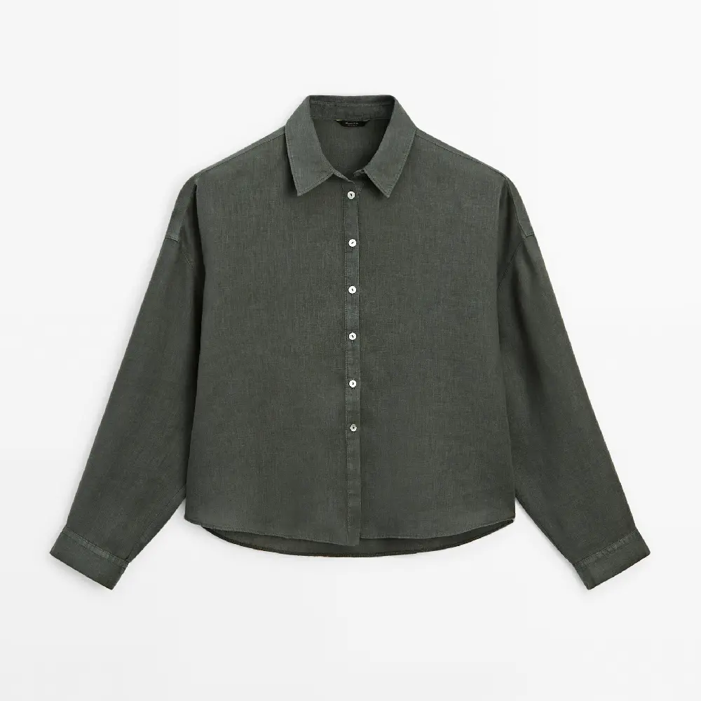 

Рубашка Massimo Dutti Linen, темно-серый