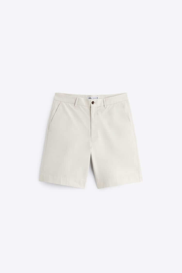 

Шорты Zara Cotton Chino Bermuda, экрю