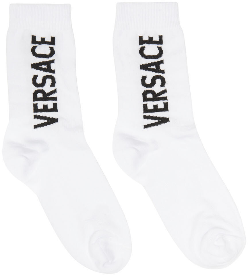 

Бело-черные носки с логотипом Versace