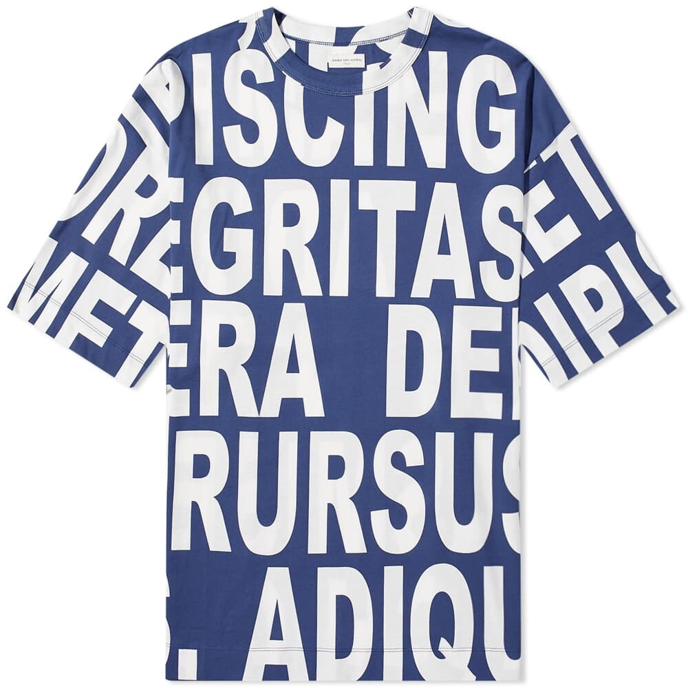 

Футболка Dries Van Noten Hein Printed Text Tee, Синий
