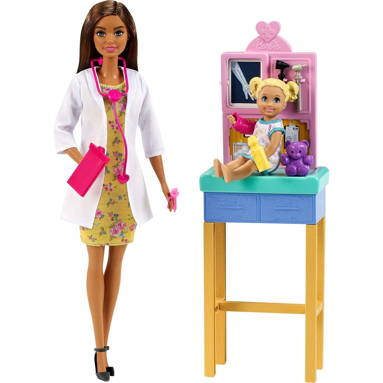 Игровой набор Barbie педиатр кукла врач педиатр игровой набор с ребёнком