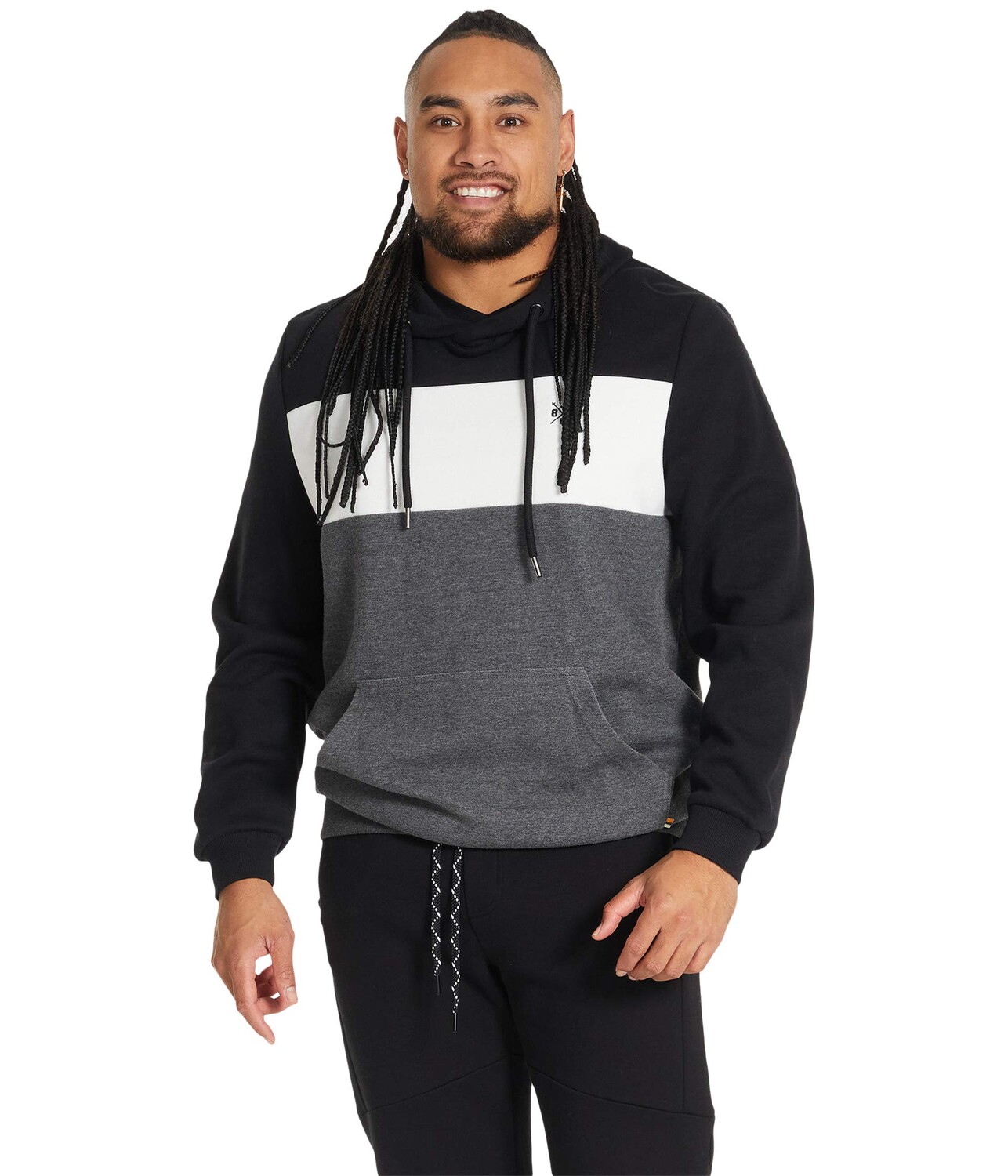 

Худи Johnny Bigg, Big & Tall Marley Spliced Hoodie, Серый