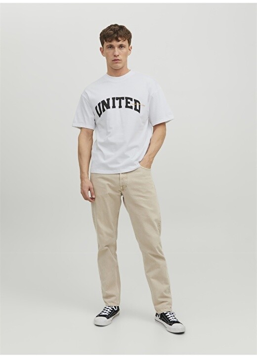 

Белая мужская футболка с круглым вырезом с принтом Jack & Jones, Белый