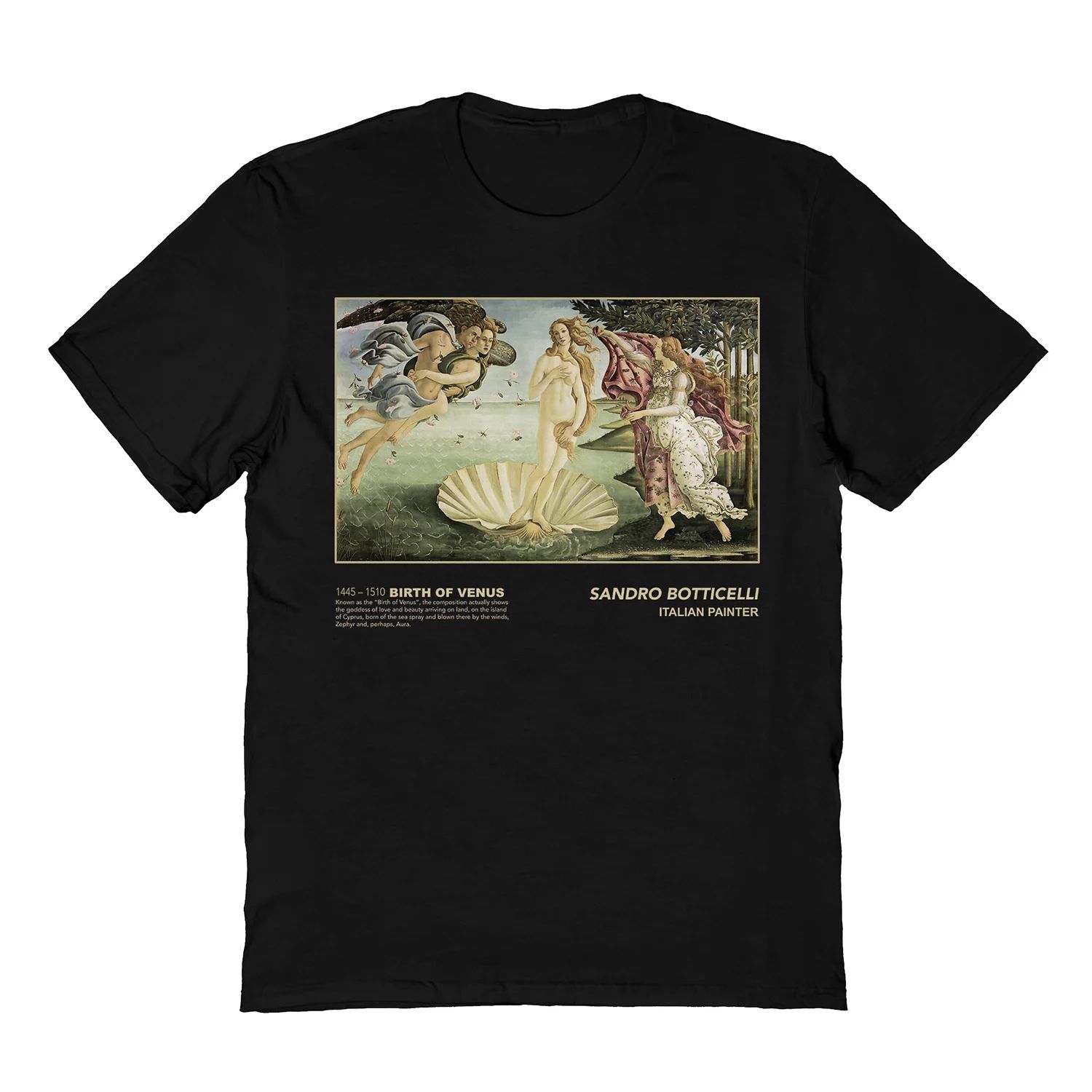 Мужская футболка Sandro Botticelli рождение Венеры черная Licensed Character