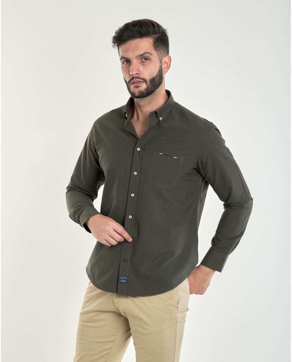 Обычная мужская оксфордская рубашка с карманами темно-зеленого цвета Spagnolo, темно-зеленый рубашка из ткани оксфорд прямая с длинными рукавами xl белый
