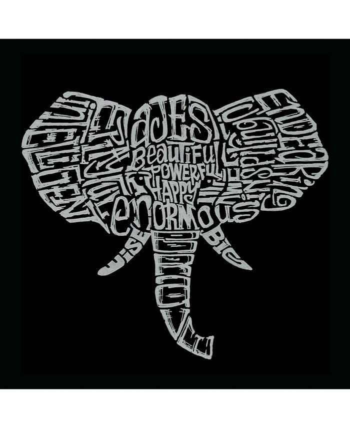Мужская футболка с рисунком Word Art — бивни слона LA Pop Art, черный цена и фото