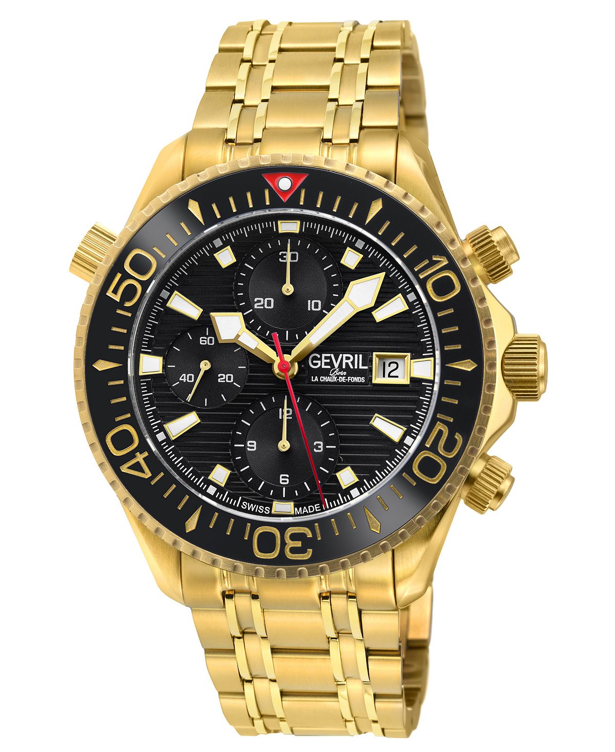 цена Мужские часы Hudson Yards, швейцарские автоматические часы с ионным покрытием, золотистый браслет из нержавеющей стали, 43 мм Gevril