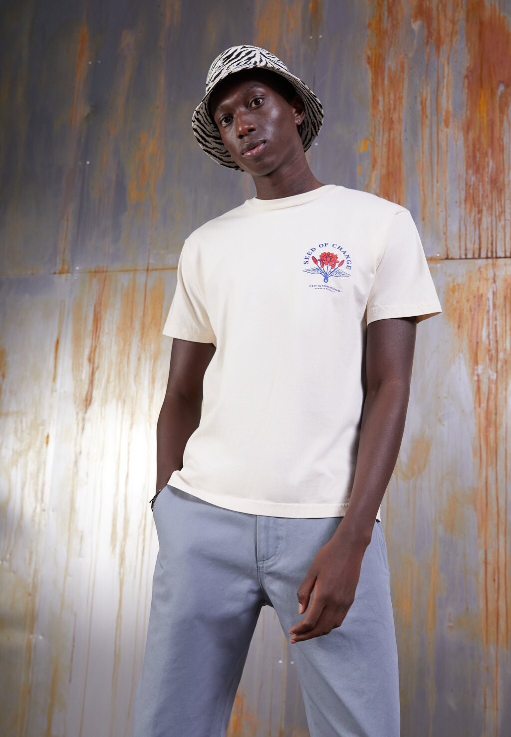 

Футболка с принтом Obey Clothing, песочный, Бежевый