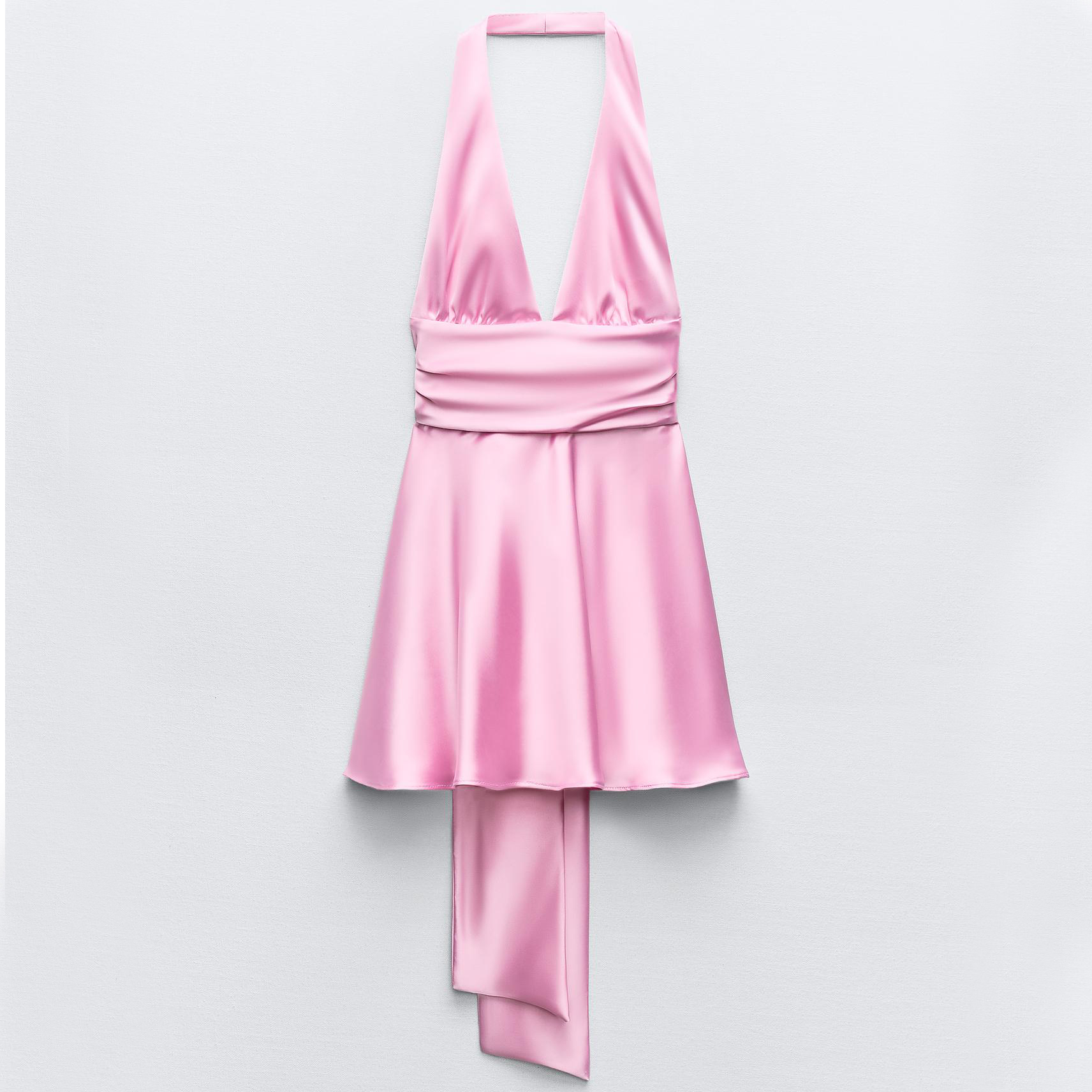 Платье Zara Satin Halter, розовый юбка zara satin midi розовый