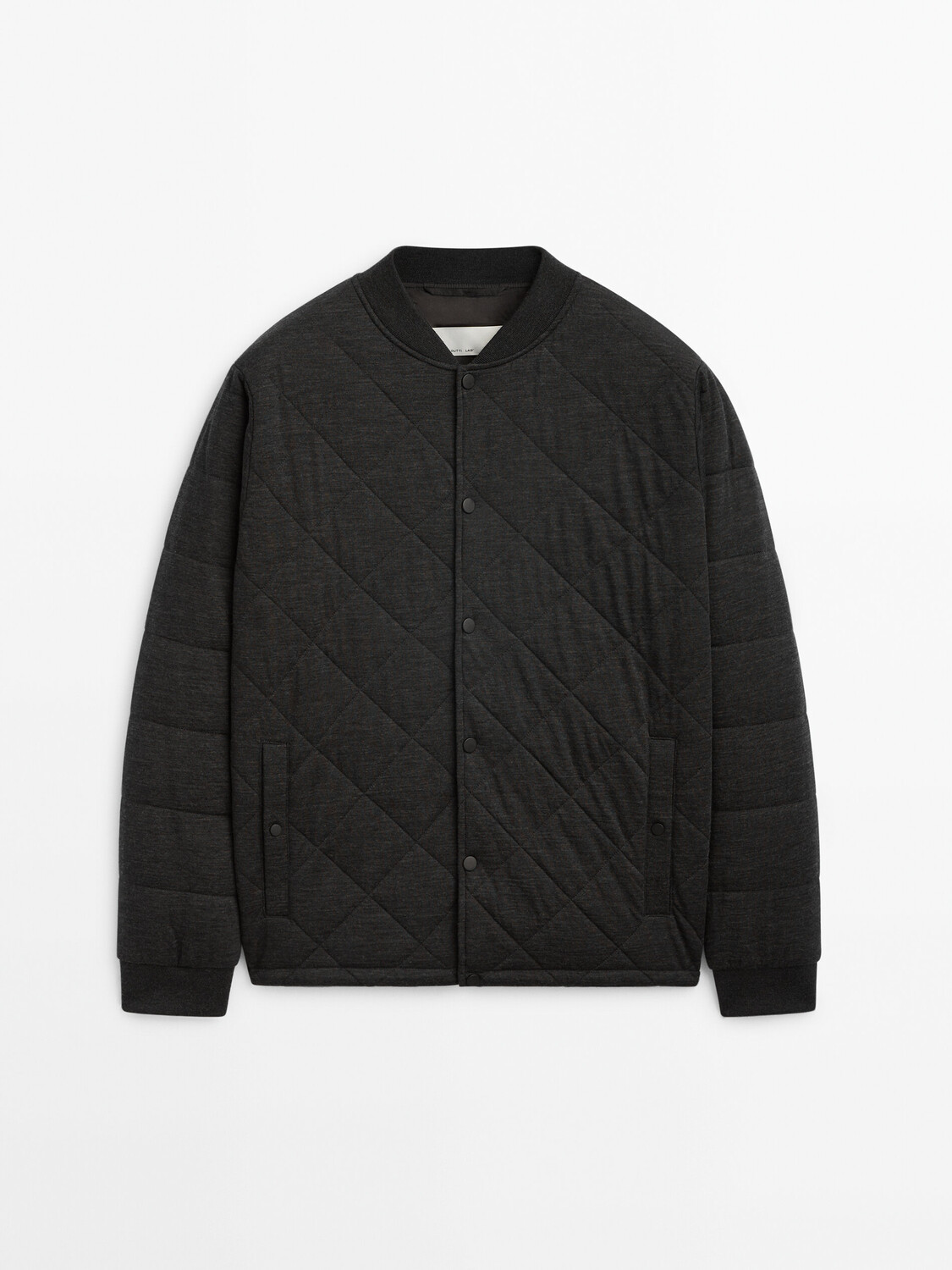 

Куртка-бомбер Massimo Dutti 100% Extra Fine Wool Varsity, черный