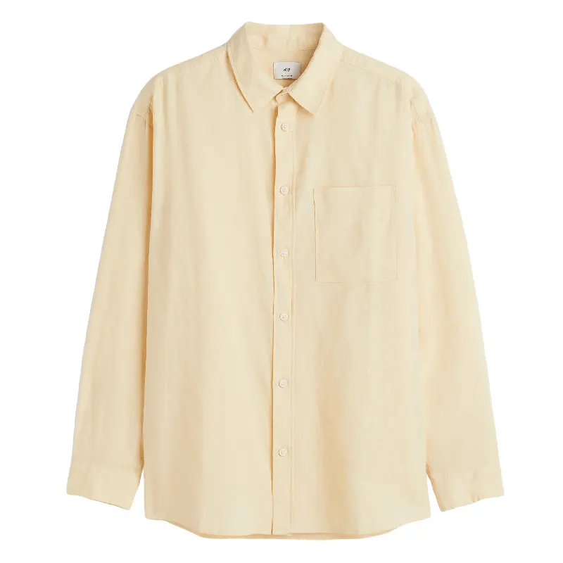 

Рубашка H&M Relaxed Fit Linen Blend, желтый