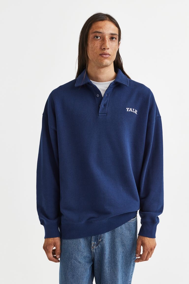 

Поло оверсайз H&M, темно-синий/йель