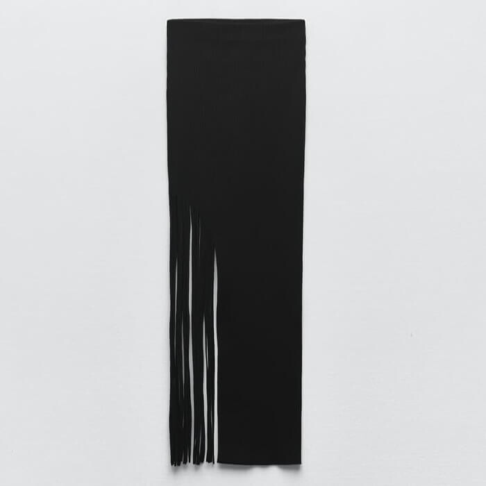 

Юбка Zara Ribbed Fringing, черный