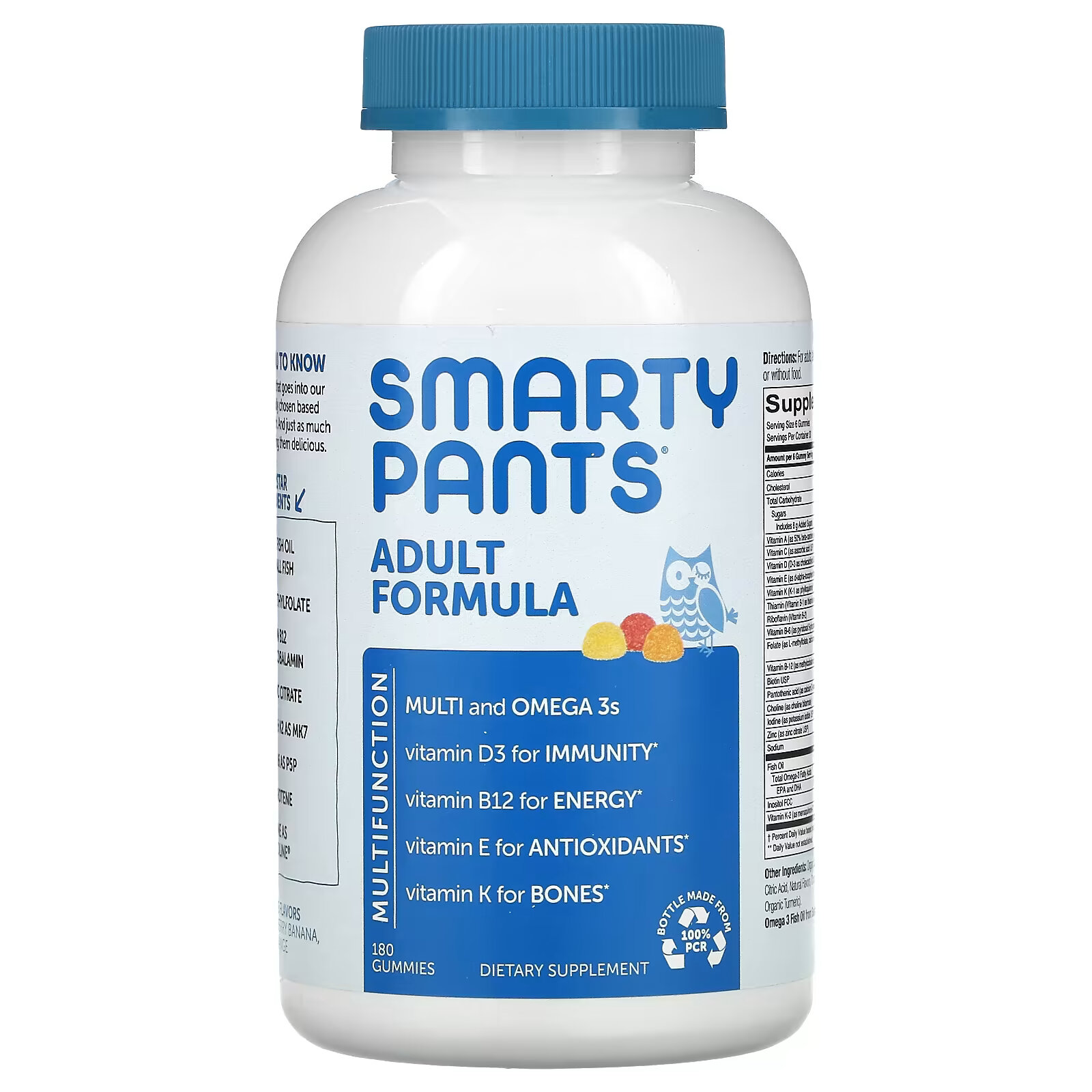 SmartyPants, формула для взрослых, лимон, клубника, банан и апельсин, 180 жевательных конфет smartypants формула с минералами для взрослых ягодная смесь 60 жевательных таблеток