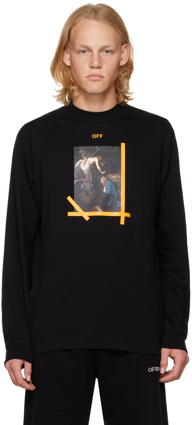 

Черная футболка с длинным рукавом с принтом Off-White, Черный