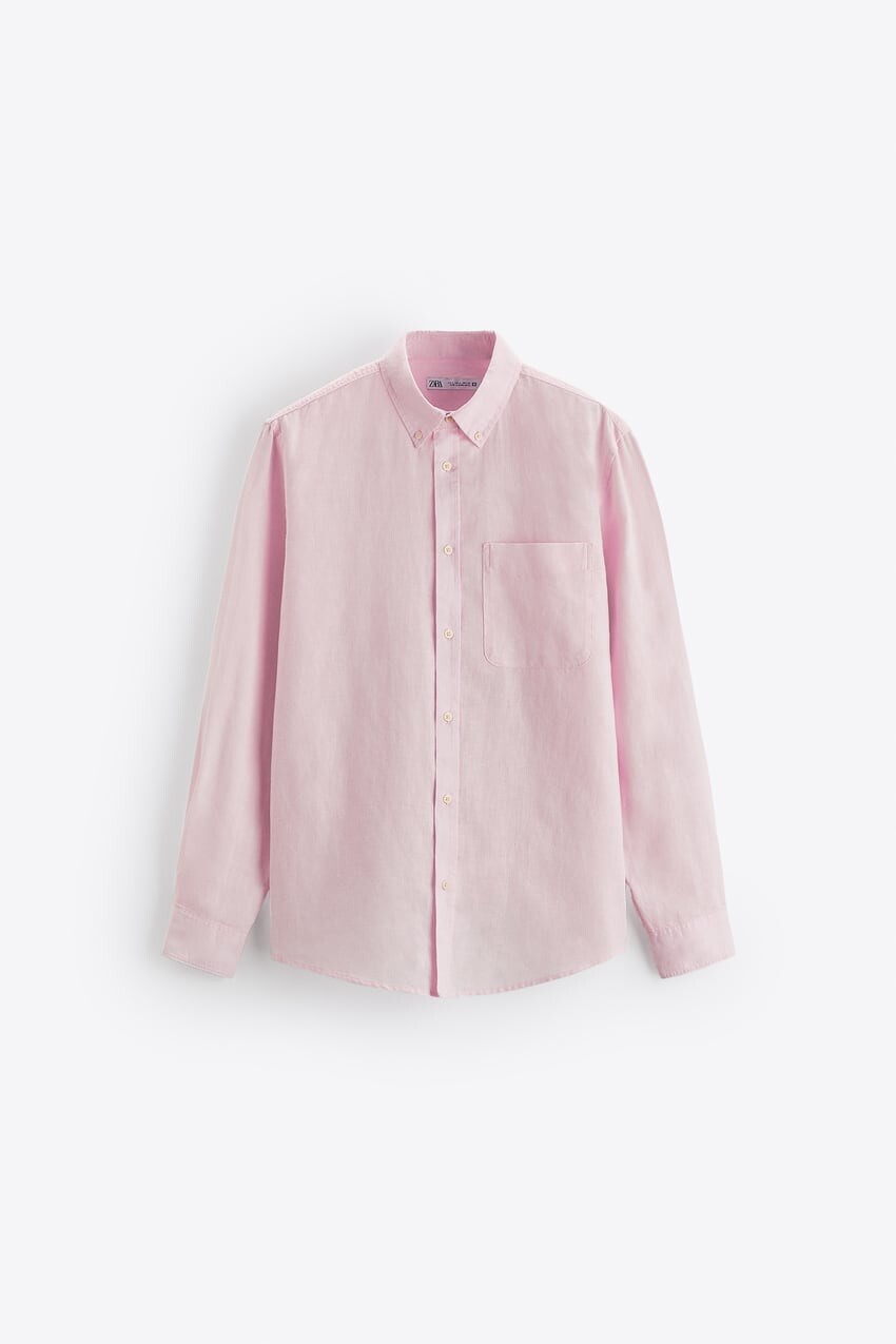 

Рубашка Zara cotton - linen, розовый