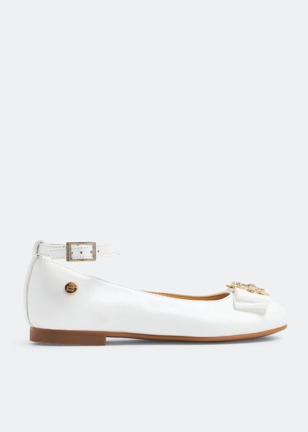 

Балетки ANDANINES Embellished bow ballet flats, белый