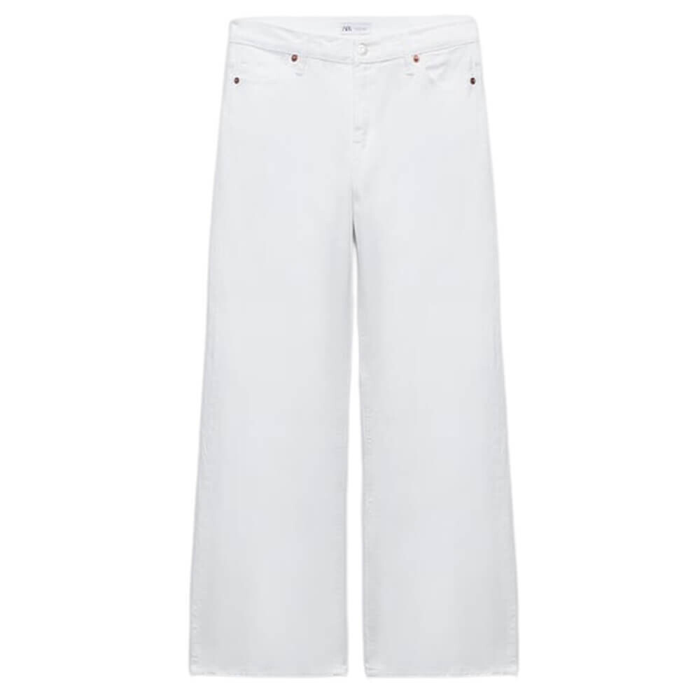

Джинсы женские широкие Zara Mid-rise Baggy TRF, белый