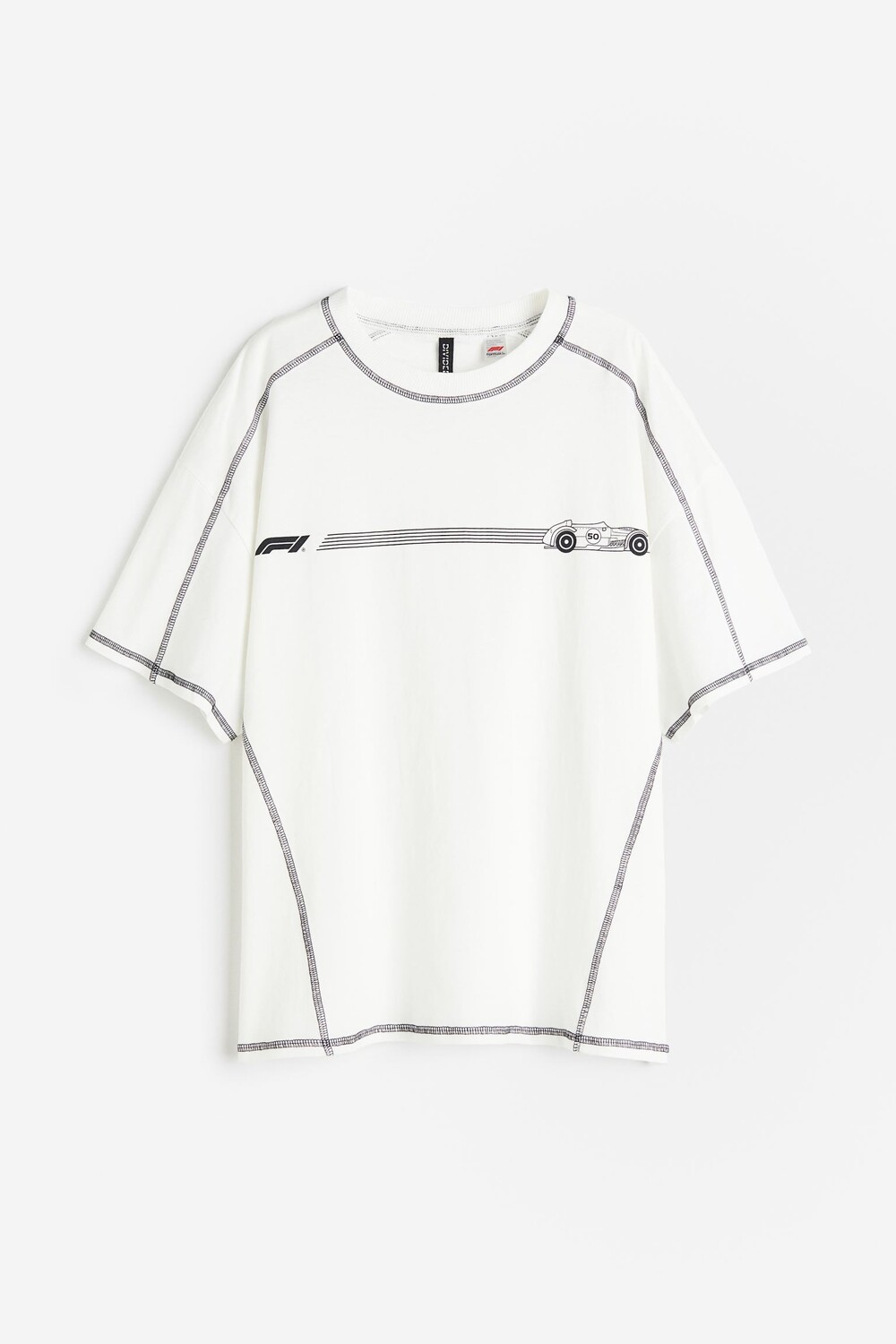 

Футболка H&M Oversized Printed, кремовый, Бежевый