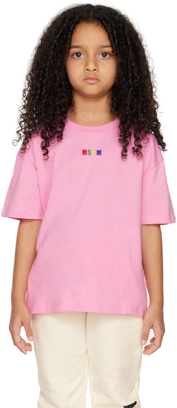 

Детская розовая футболка с вышивкой MSGM Kids