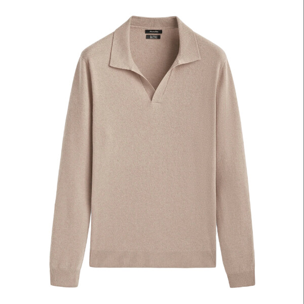 

Свитер Massimo Dutti Wool And Cashmere Blend Polo, бежевый