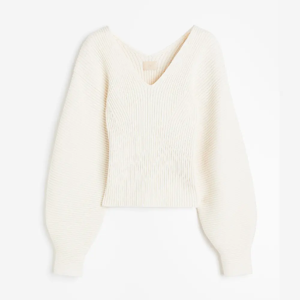 

Свитер H&M Rib-knit Sweater, кремовый, Бежевый