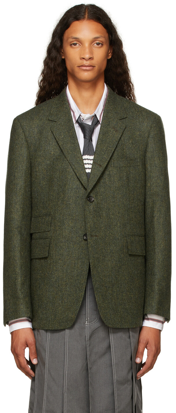 

Зеленый - Спортивный блейзер Donegal University из твида Thom Browne