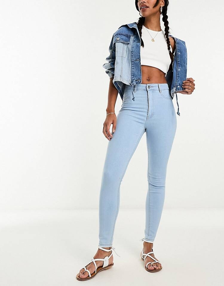 

Голубые джинсы скинни Pull&Bear, голубой