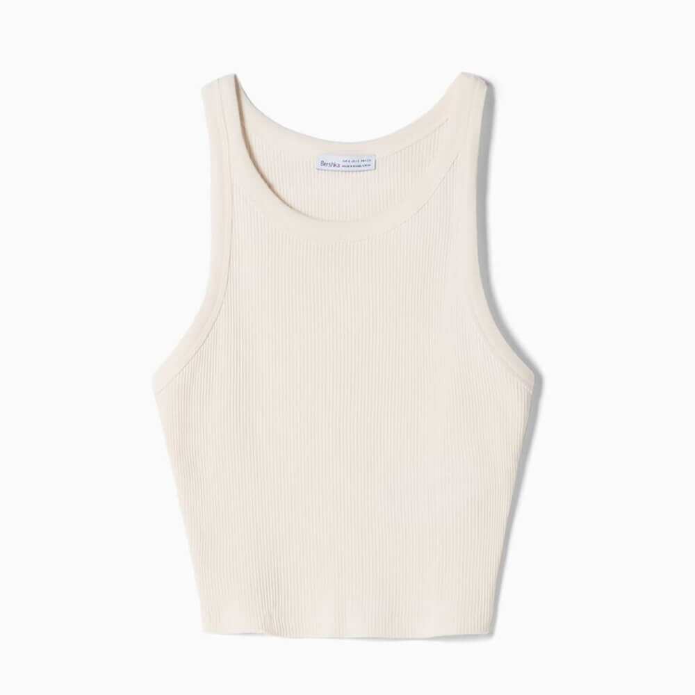 

Майка Bershka Sleeveless Ribbed, белый