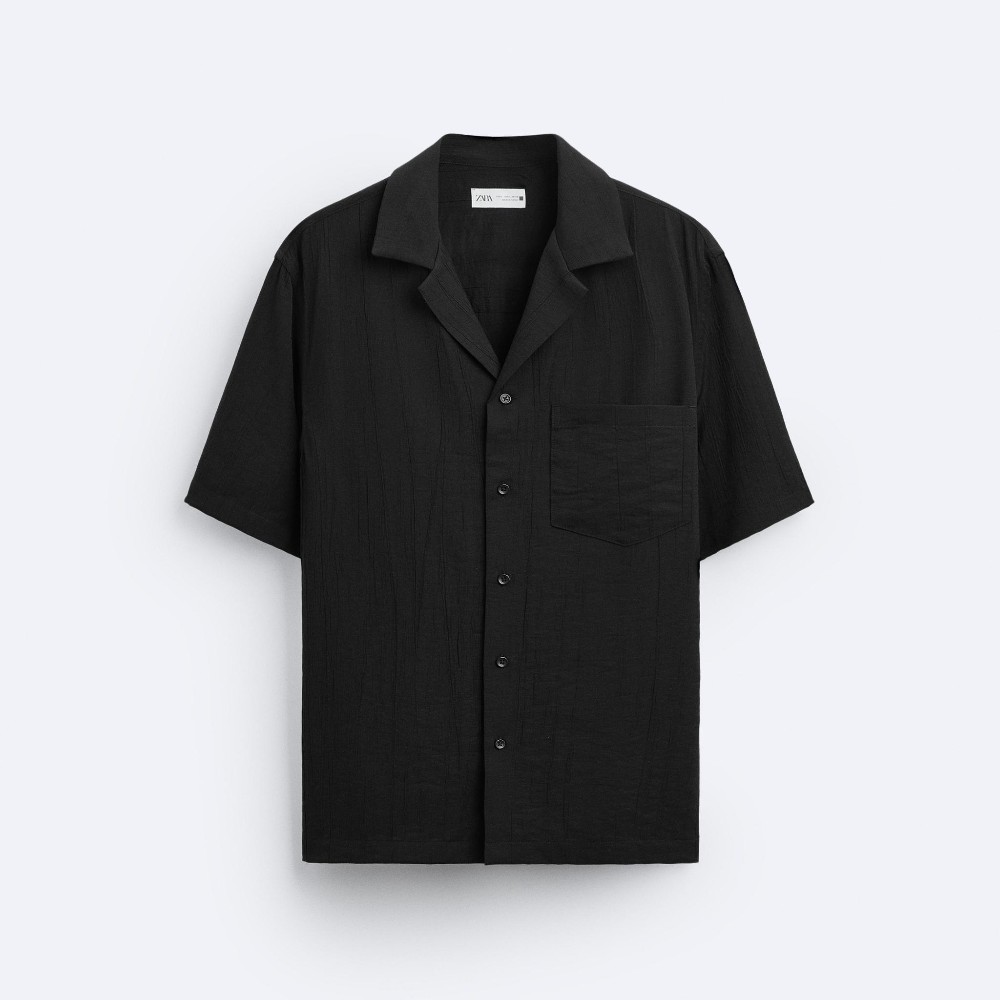 Рубашка Zara Creased-effect, черный брюки zara creased effect wrap фуксия